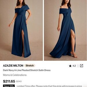 Azazie One Shoulder Dress in Dark Navy